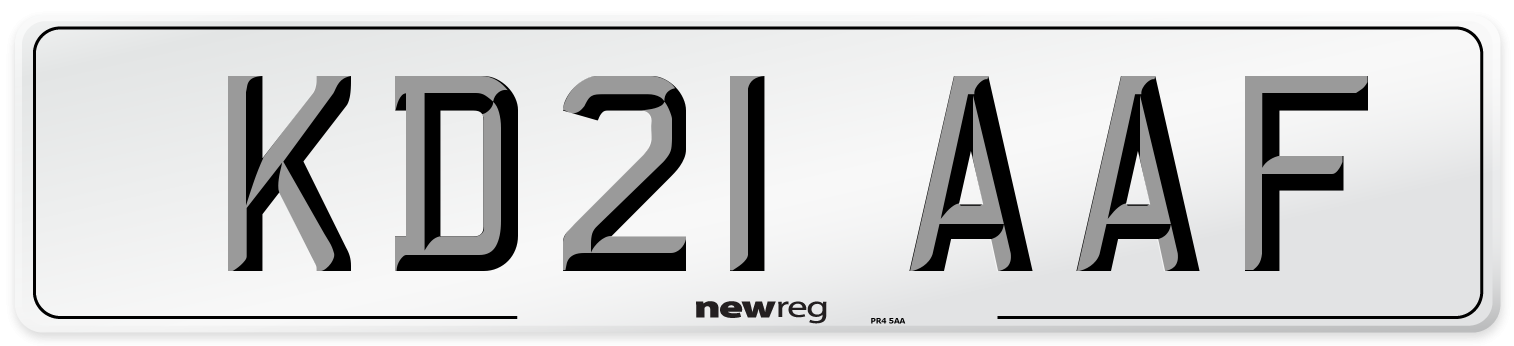 KD21 AAF Number Plate from New Reg